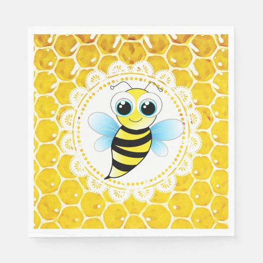 Honey Bee Bumblebee Themed Baby Dusche Napkins Serviette (Vorderseite)