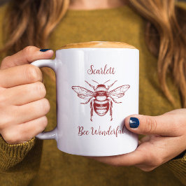 Honey Bee Burgundy White personalize Coffee Tasse