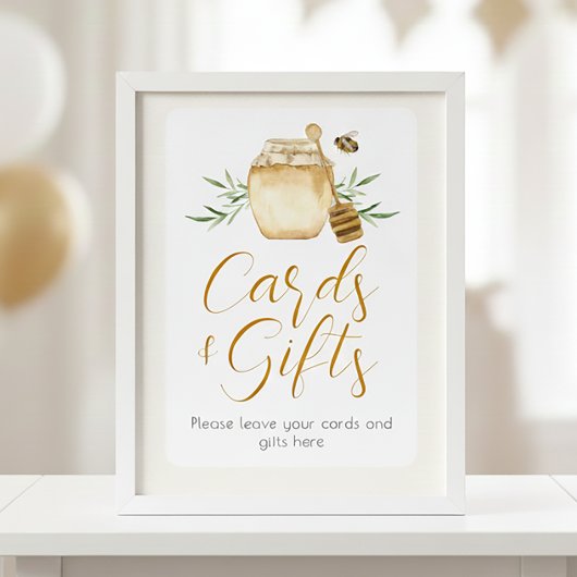 Honey Bee Cards And Gift Baby Shower Table Sign Poster