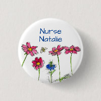 Honey Bee Cosmos Blume Nurse Name Tag