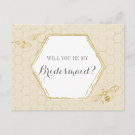 Honey Bee Cream Gold Custom Bridesmaid Vorschlag Einladungspostkarte