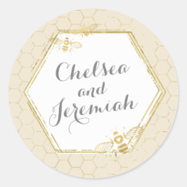 Honey Bee Cream Gold Individuelle Name Sticker Wed