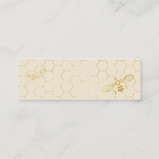 Honey Bee Cream Gold Muster Custom Address Card Mini Visitenkarte (Rückseite)