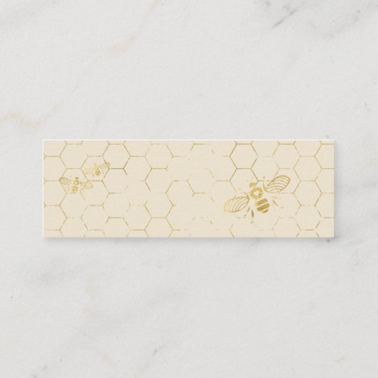 Honey Bee Cream Gold Muster Custom RSVP Card Mini Visitenkarte (Rückseite)