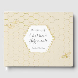 Honey Bee Cream Gold Muster Custom Wedding Gästebuch