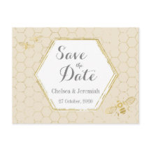 Honey Bee Cream Gold Muster Save the Date