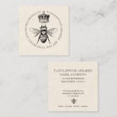 Honey Bee Crown Apiary Beekeeping | Schwarz auf Cr Quadratische Visitenkarte (Vorne/Hinten)