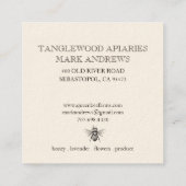 Honey Bee Crown Apiary Beekeeping | Schwarz auf Cr Quadratische Visitenkarte (Rückseite)