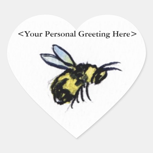 Honey Bee Custom Insect Art Decal Heart Stickers (Vorderseite)