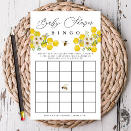 Honey Bee & Daisy Baby Bingo Paper Bingo Card Flyer