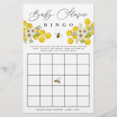 Honey Bee & Daisy Baby Bingo Paper Bingo Card Flyer (Vorne)
