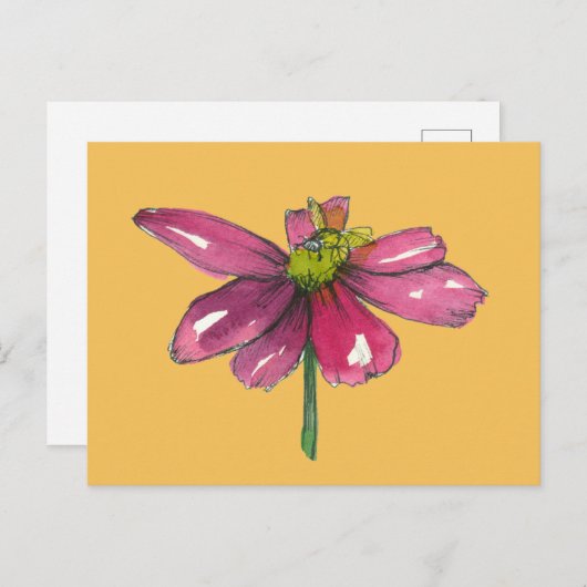 Honey Bee Daisy Blume Burnt Orange Postkarte (Vorne/Hinten)