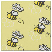 Honey Bee & Daisy Pattern Yellow Stoff (Nahaufnahme)