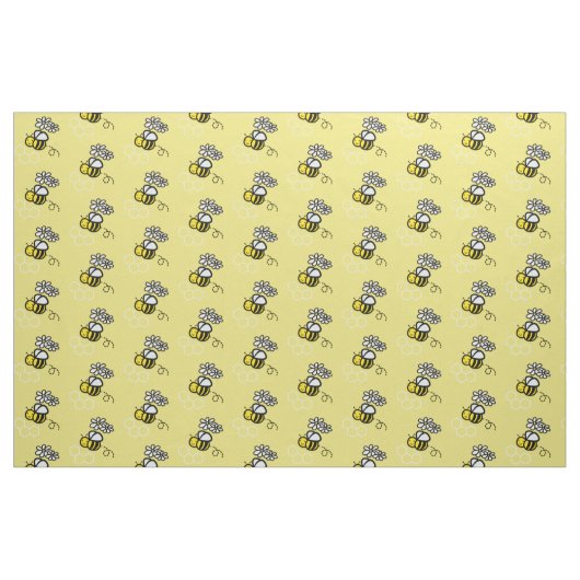 Honey Bee & Daisy Pattern Yellow Stoff (Fat Quarter (45,7 x 55,9 cm))