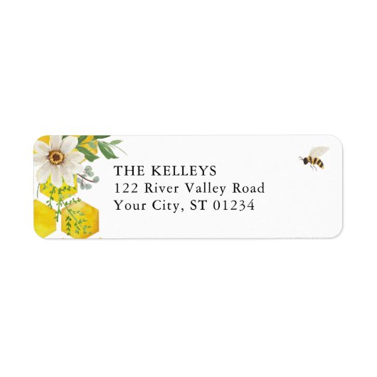 Honey Bee & Daisy Return Address Label (Vorne)
