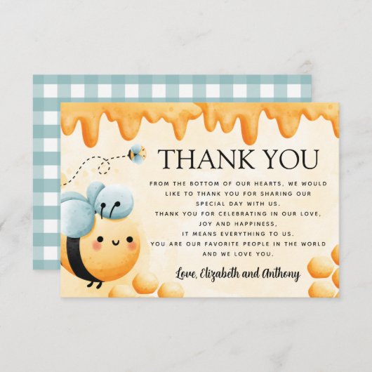 Honey Bee Danke-Card Begleitkarte (Vorne/Hinten)