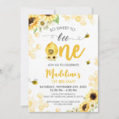 Honey Bee Day Sonnenblume Geburtstag Einladung (Vorderseite)