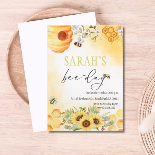 Honey Bee Day Themed Birthday Party Einladung