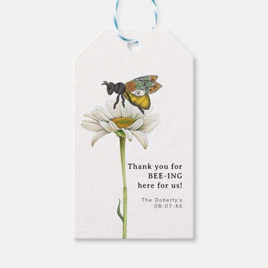 Honey Bee Elternteile zu Bee Baby Shower Geschenk Geschenkanhänger (Vorderseite)