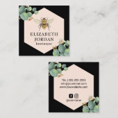 Honey Bee Farm Beekeeper Elegante Foliage Apiary Quadratische Visitenkarte (Vorne/Hinten)