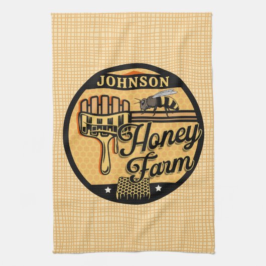 Honey Bee Farm Personalisiert NAME Sweet Beehive Geschirrtuch (Vertikal)