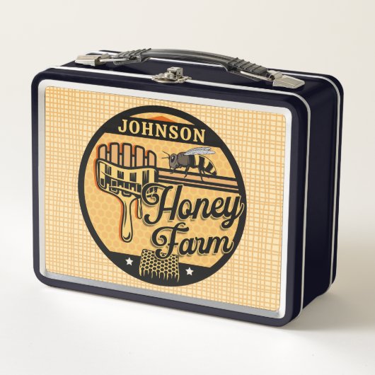 Honey Bee Farm Personalisiert NAME Sweet Beehive Metall Brotdose (Vorderseite)
