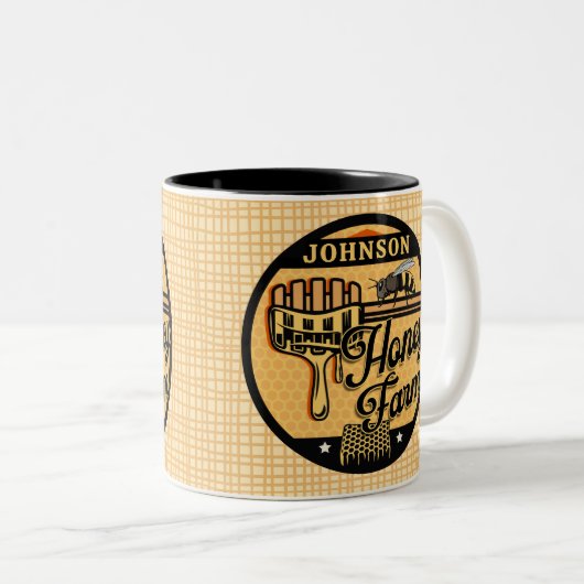 Honey Bee Farm Personalisiert NAME Sweet Beehive Zweifarbige Tasse (VorderseiteRechts)