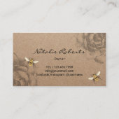 Honey Bee Farm Vintag Floral Rustic Kraft Visitenkarte (Rückseite)