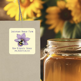 Honey Bee Farm Yellow Lavender Quadratischer Aufkleber