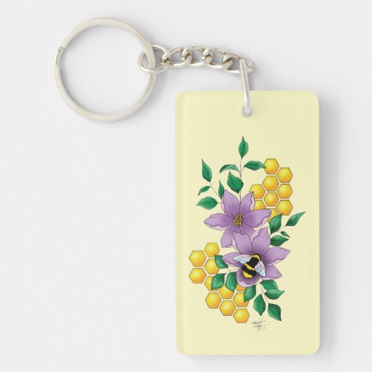 Honey Bee Farm Yellow Lavender Schlüsselanhänger (Vorderseite)