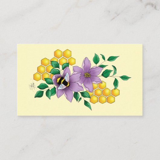 Honey Bee Farm Yellow Lavender Visitenkarte (Rückseite)