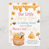 Honey Bee First Bee Day Girl Birthday Einladung (Vorne/Hinten)