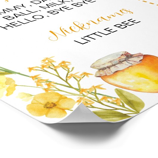 Honey Bee First Birthday Milestone Sign Poster (Ecke)