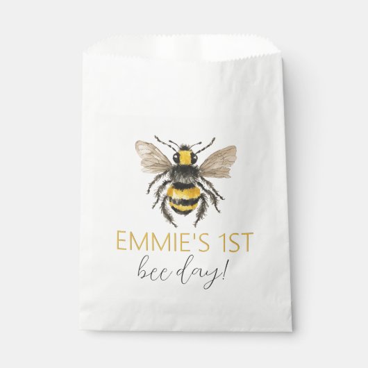 Honey Bee First Birthday Paper Leckerei Bags Geschenktütchen (Vorderseite)