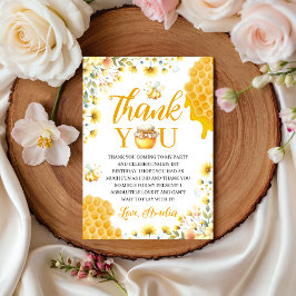 Honey Bee First Birthday Thank You Card Einladung