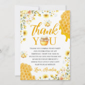 Honey Bee First Birthday Thank You Card Einladung (Vorderseite)
