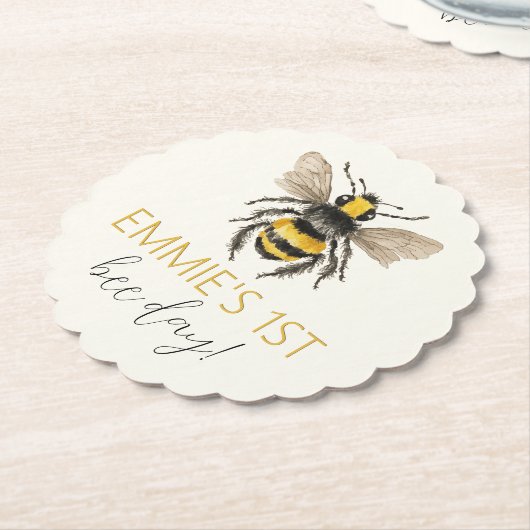 Honey Bee First Birthday Untersetzer (angewinkelt)