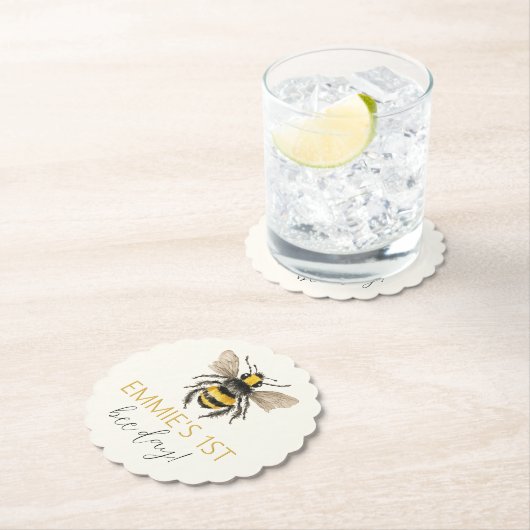 Honey Bee First Birthday Untersetzer (Vor Ort)
