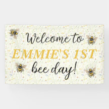 Honey Bee First Birthday Vinyl Banner