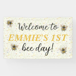 Honey Bee First Birthday Vinyl Banner