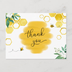 Honey Bee Floral Baby Dusche Danke Postcard Postkarte