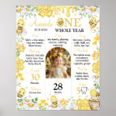 Honey Bee Floral Birthday Photo Milestone Poster (Vorne)