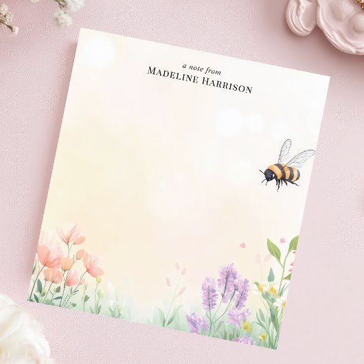 Honey Bee Floral Garden Personalisiert Name Notizblock