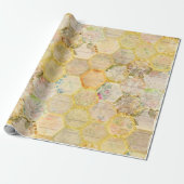 Honey Bee Floral Honeycomb Beehive Geschenkpapier (Ungerollt)
