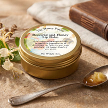 Honey Bee Floral Lip Balm Tin Label