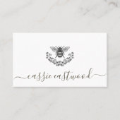 Honey Bee Floral Scrip Signature Calling Card Telefonnummerkarte (Vorderseite)