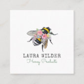 Honey Bee Floral Square Business Card Quadratische Visitenkarte (Vorderseite)