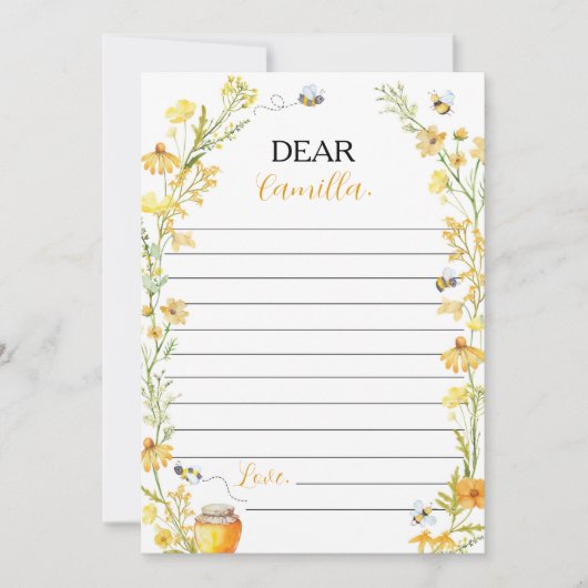 Honey Bee Floral Time Capsule Note Card Dankeskarte (Vorderseite)