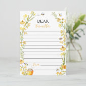 Honey Bee Floral Time Capsule Note Card Dankeskarte (Stehend Vorderseite)