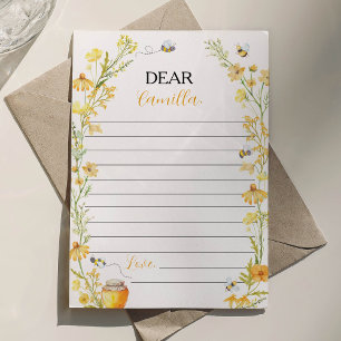 Honey Bee Floral Time Capsule Note Card Dankeskarte